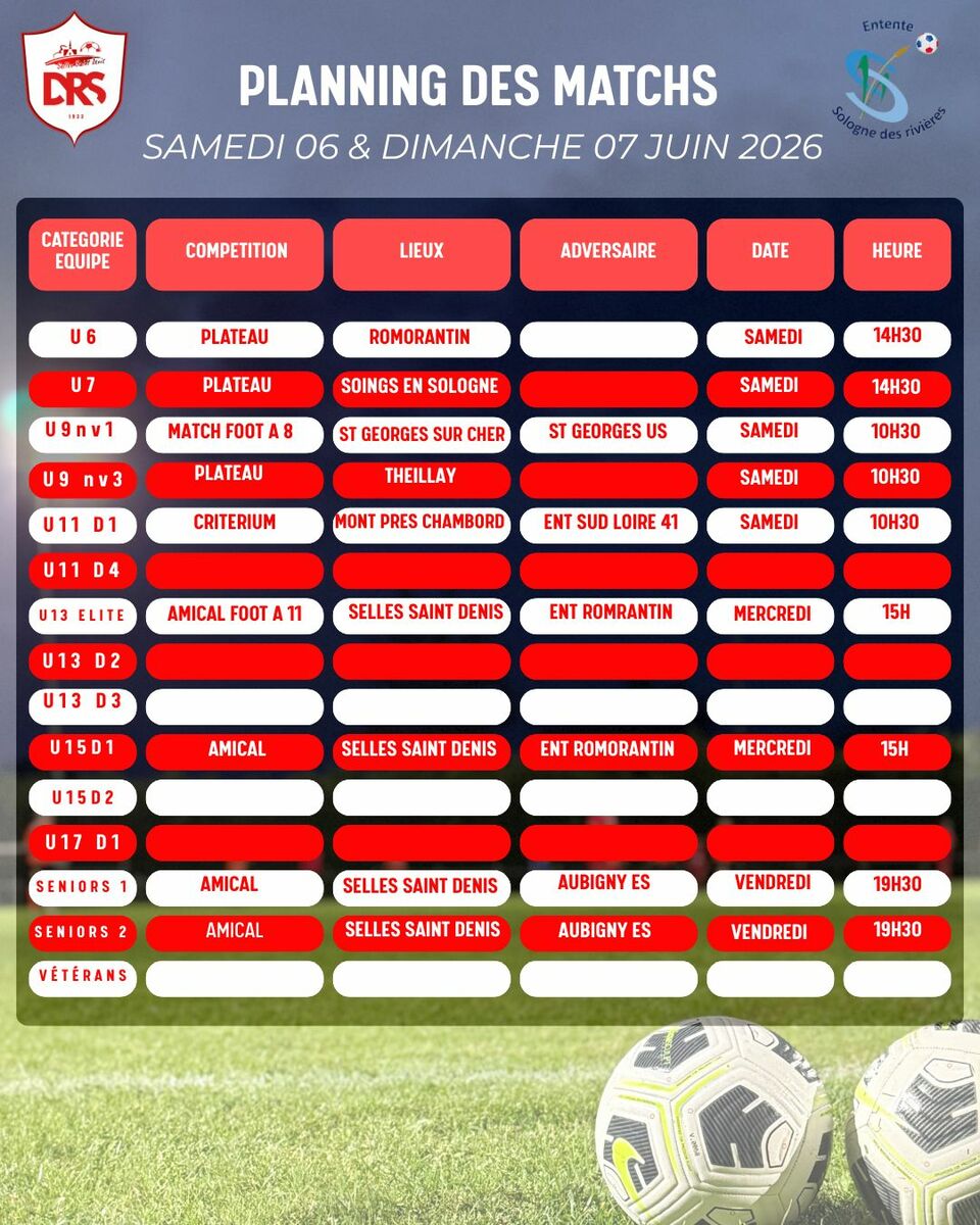 Planning des matchs