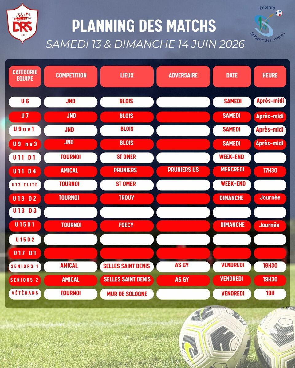 Planning des matchs !