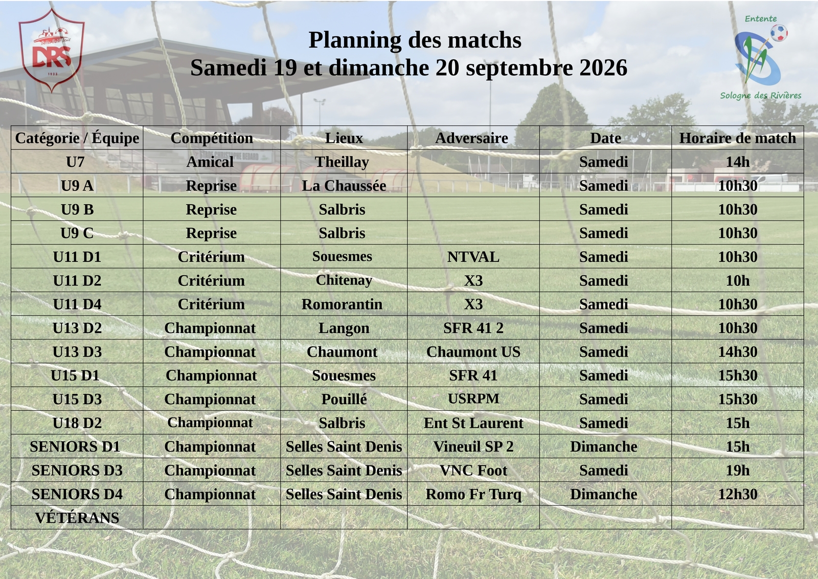 Planning des matchs