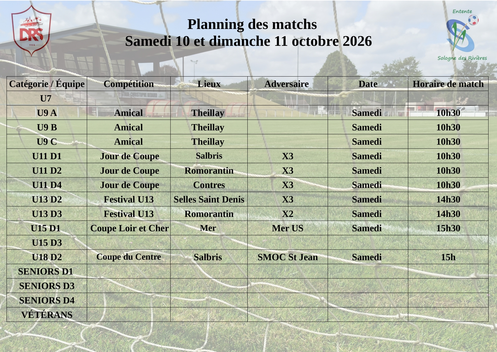Planning des matchs