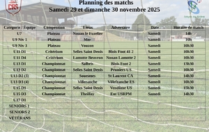 Planning des matchs