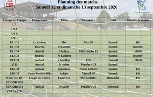 Planning des matchs