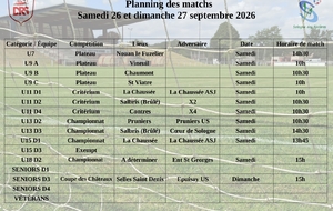 Planning des matchs