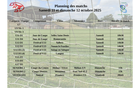 Planning des matchs