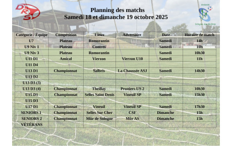 Planning des matchs