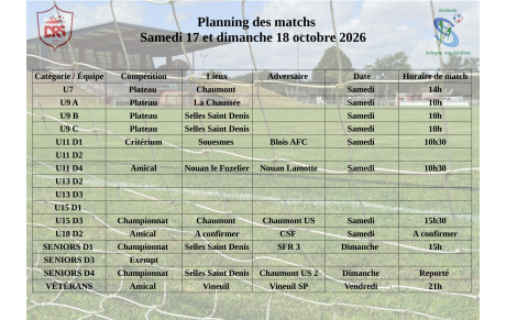 Planning des matchs