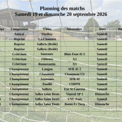 Planning des matchs