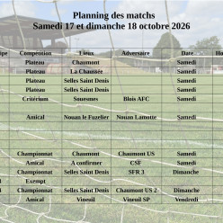 Planning des matchs