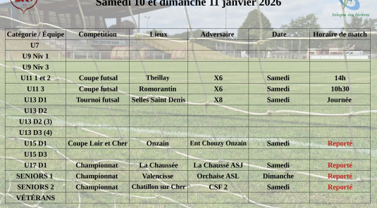 Planning des matchs
