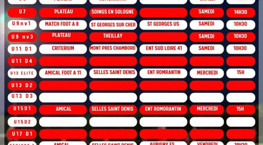 Planning des matchs