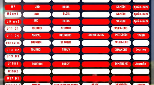 Planning des matchs !